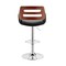 Armen Living Karter Adjustable Black Faux Leather and Walnut Wood Bar Stool with Chrome Base LCKTBAWABL - alternate 2